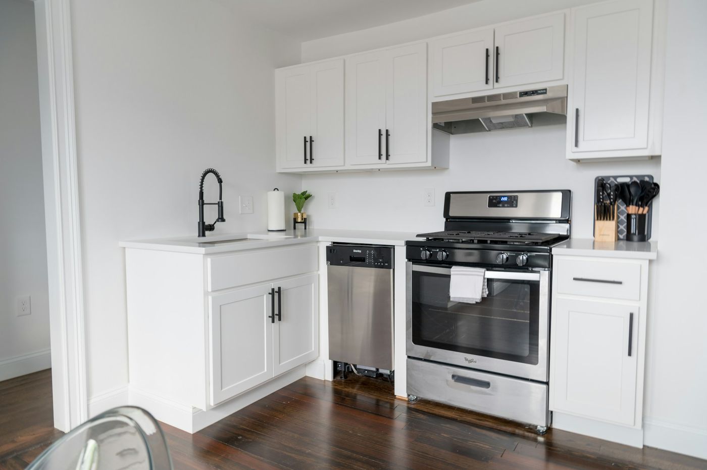 Modern kitchen appliances awaiting removal